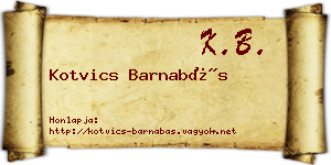 Kotvics Barnabás névjegykártya